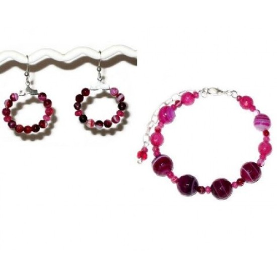 Fuchsia Sardonyx Agate Bracelet Set Angieshel Designs